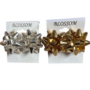 Christmas Holiday Bow Earrings Gold Or Silver